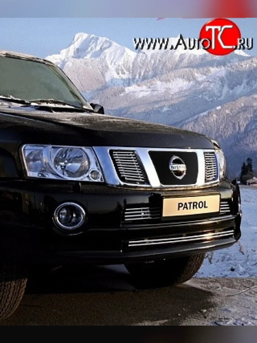 Декоративные вставки решетки радиатора Souz-96 (2 элемента) Nissan Patrol 6 Y62 дорестайлинг (2010-2014)  в Керчи Республика Крым
