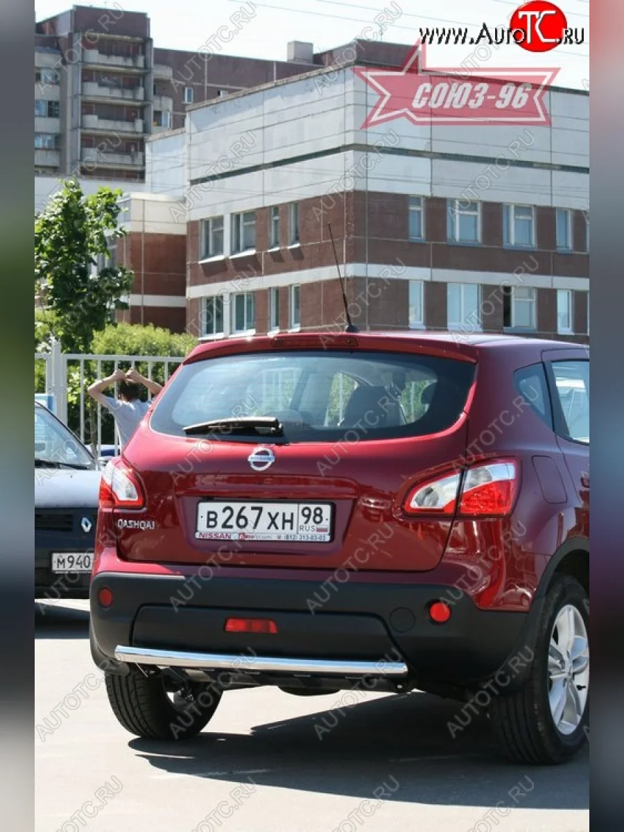 Защита заднего бампера Souz-96 (d60 с элементами из профиля) Nissan Qashqai 1 J10 рестайлинг (2010-2013)  в Воронеже Воронежской области