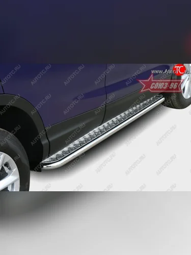 Защита порогов с листом Souz-96 (d42). Nissan Qashqai  2 (2013-2019) J11 дорестайлинг