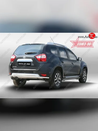 Защита заднего бампера Souz-96 (d42) Nissan Terrano  D10 (2013-2022) дорестайлинг, рестайлинг
