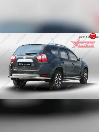 Защита заднего бампера Souz-96 (d60) Nissan Terrano  D10 (2013-2022) дорестайлинг, рестайлинг