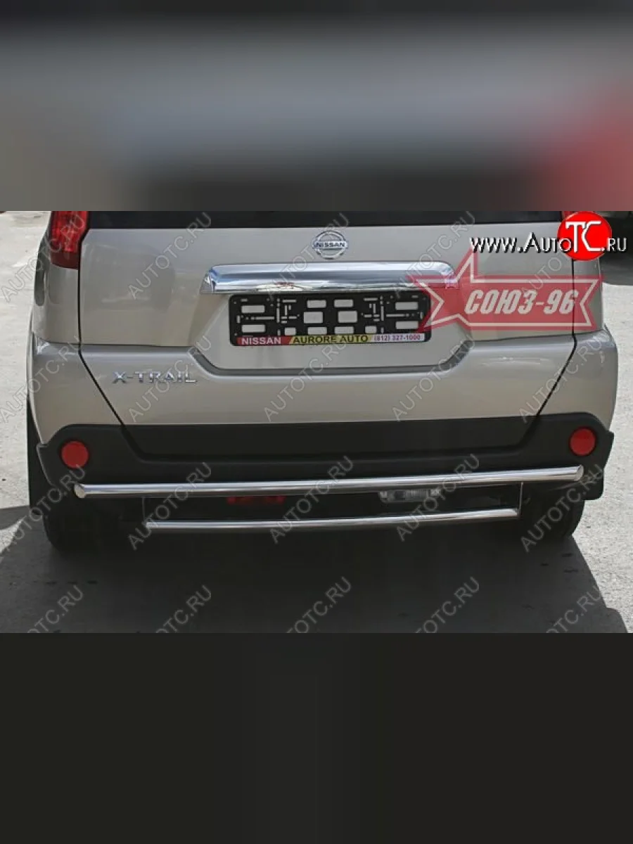 Защита заднего бампера двойная Souz-96 (d42-42) Nissan X-trail 2 T31 дорестайлинг (2007-2011)  в Керчи Республика Крым