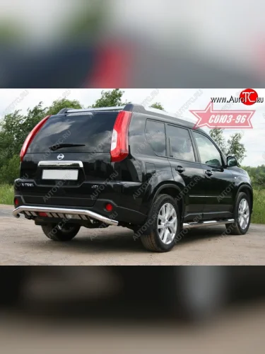 Защита заднего бампера Souz-96 (d60 с элементами из профиля) Nissan X-trail  2 T31 (2010-2015) рестайлинг
