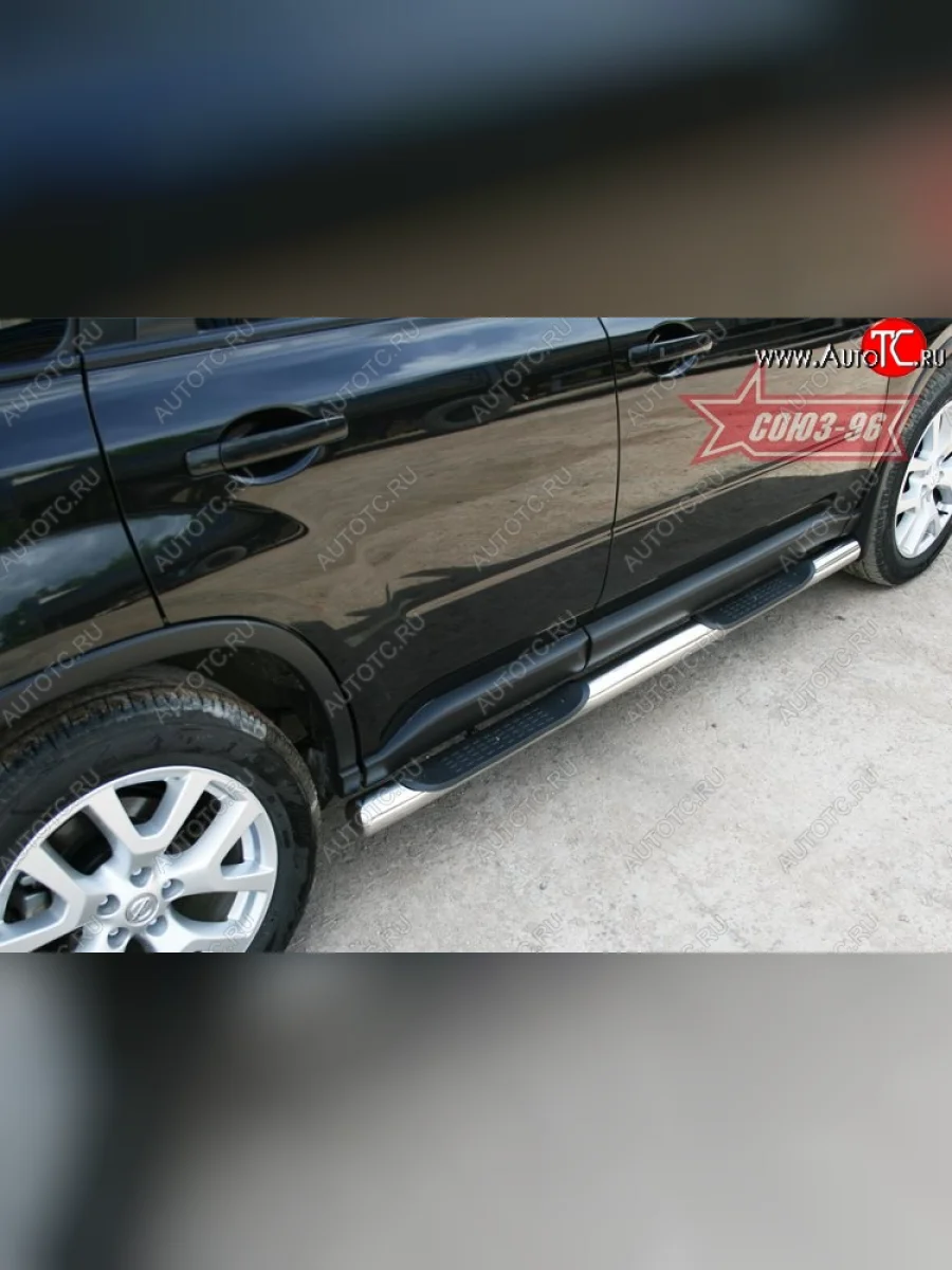 Защита порогов с проступью Souz-96 (d76) Nissan X-trail 2 T31 рестайлинг (2010-2015)  в Керчи Республика Крым