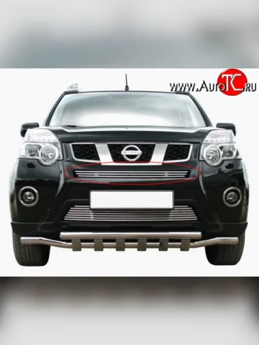 Декоративная вставка воздухозаборника Novline (d10 мм, верхняя) Nissan X-trail  2 T31 (2010-2015) рестайлинг