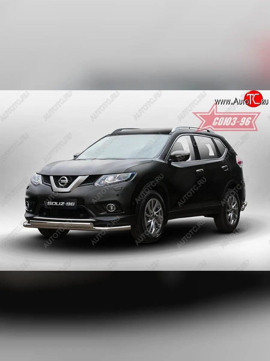Защита переднего бампера двойная Souz-96 (d60/75х42).  Nissan X-trail (2013-2018) 3 T32  в Перми Пермском крае