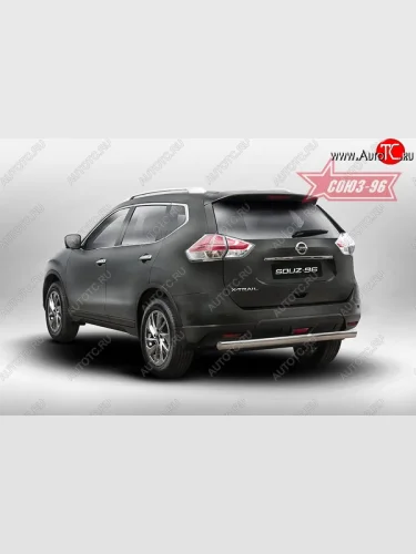 Защита заднего бампера Souz-96 (овал 75х42) Nissan X-trail 3 T32 рестайлинг (2017-2022)