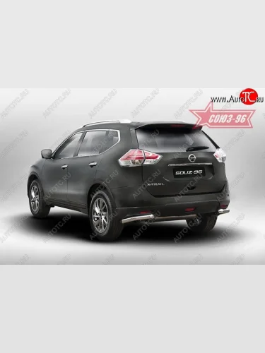 Защита заднего бампера из боковых уголков Souz-96 (d60) Nissan X-trail  3 T32 (2017-2022) рестайлинг