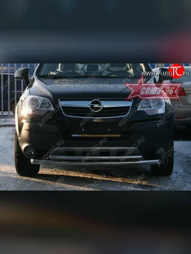Защита переднего бампера двойная Souz-96 (d460/42) Opel Antara (2006-2010)