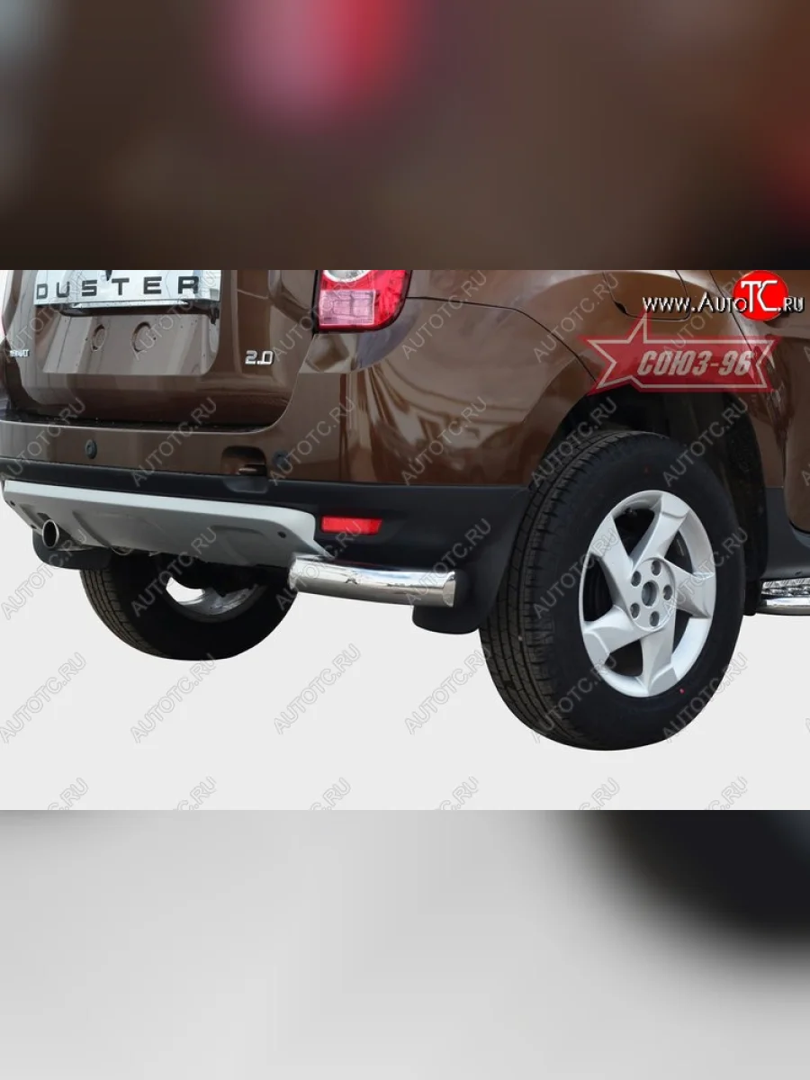 Защита заднего бампера из боковых уголков диаметр трубы 76 мм Souz-96 Renault Duster HS дорестайлинг (2010-2015)  с доставкой в г. Керчь