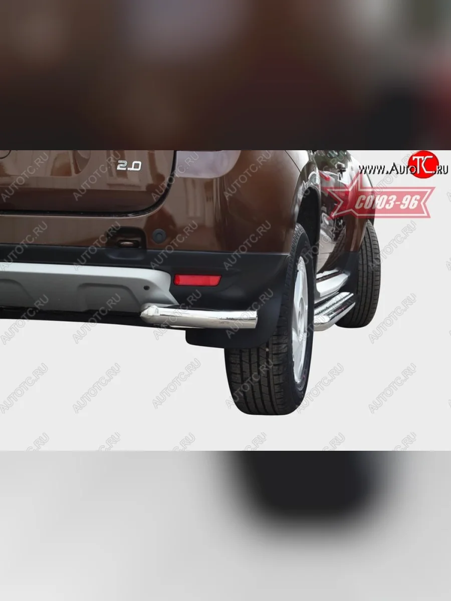 Угловая защита заднего бампера диаметр трубы 60 мм Souz-96 Renault Duster HS дорестайлинг (2010-2015)  с доставкой в г. Керчь