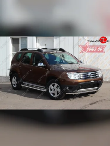 Защита переднего бампера одинарная Souz-96 (d42). Renault Duster  HS (2010-2015) дорестайлинг