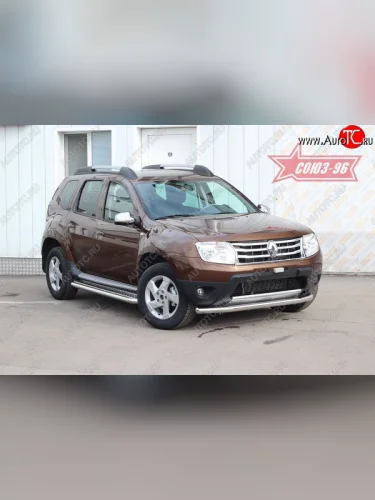 Защита переднего бампера одинарная Souz-96 (d60) Renault Duster HS дорестайлинг (2010-2015)