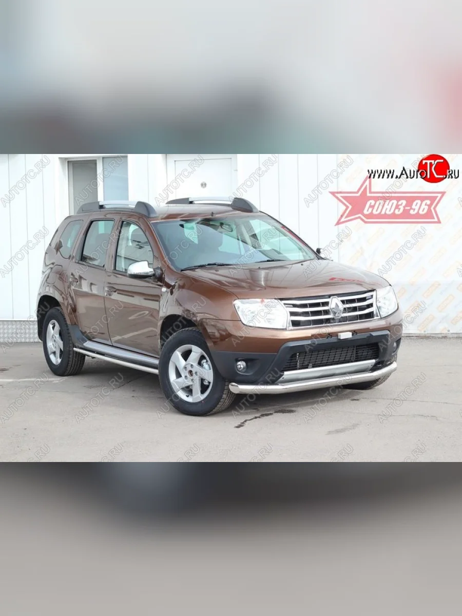 Защита переднего бампера одинарная Souz-96 (d76)  Renault Duster (2010-2015) HS  в Керчи Республика Крым