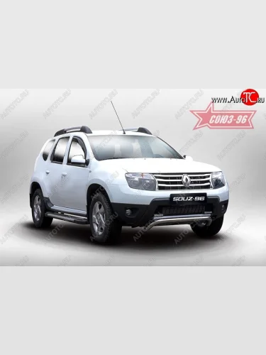 Защита переднего бампера одинарная Souz-96 (d60). Renault Duster  HS (2010-2015) дорестайлинг