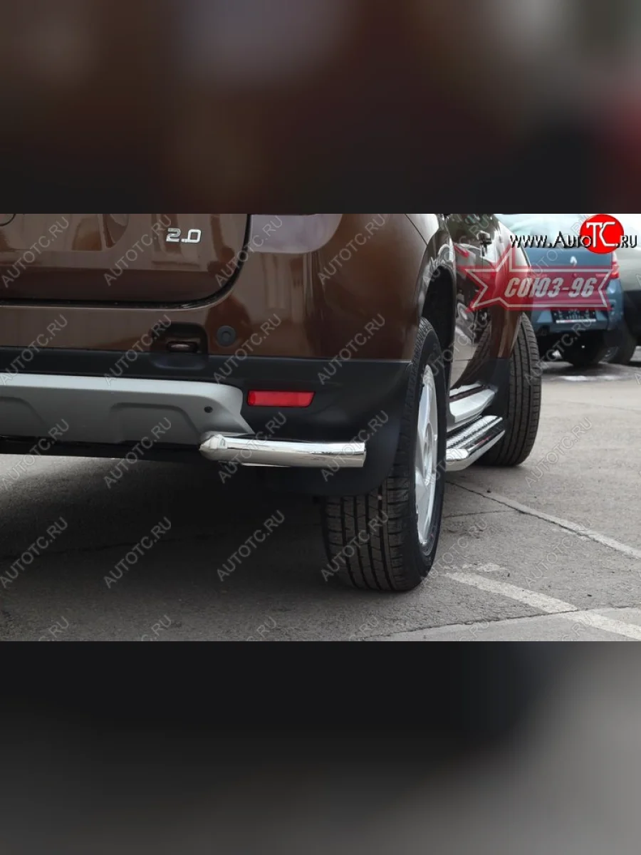 Защита заднего бампера из боковых уголков Souz-96 (d60) Renault Duster HS дорестайлинг (2010-2015)  с доставкой в г. Керчь