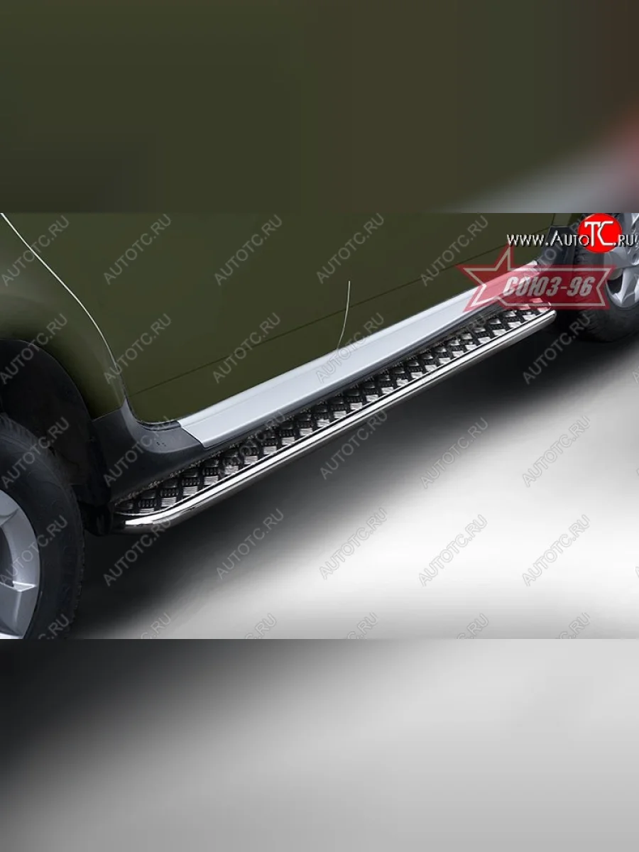 Защита порогов с листом Souz-96 (d42). Renault Duster HS рестайлинг (2015-2021)  в Керчи Республика Крым