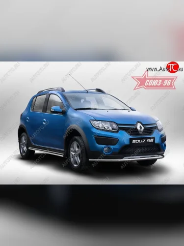 Защита переднего бампера одинарная Stepway Souz-96 (d42) Renault Sandero Stepway  (B8) (2014-2018) дорестайлинг