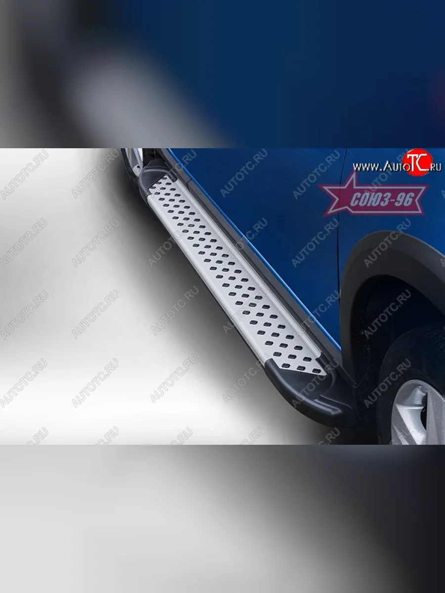 Пороги из алюминиевого профиля Souz-96 Renault Sandero 2 дорестайлинг (2014-2018)  в Керчи Республика Крым