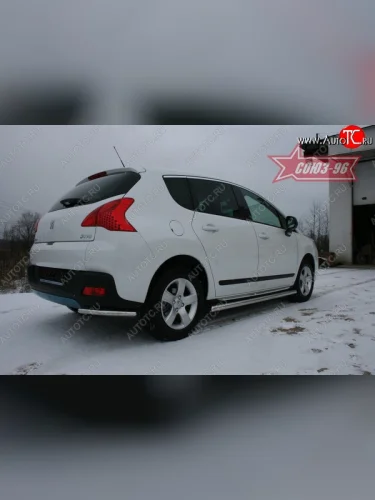 Защита заднего бампера Souz-96 (d42) Peugeot 3008 (2013-2017) рестайлинг