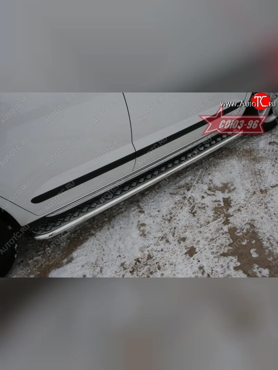 Защита штатных порогов с листом Souz-96 (d42)  Peugeot 3008 (2013-2017)  в Керчи Республика Крым