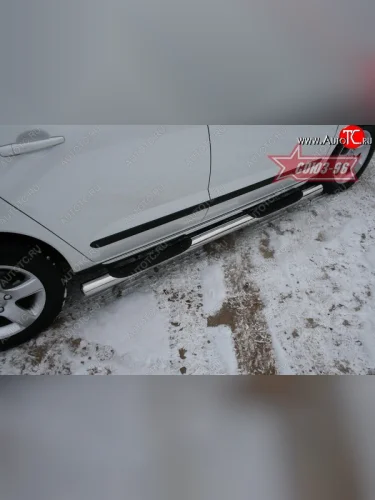 Защита порогов с проступью Souz-96 (d76) Peugeot 3008 рестайлинг (2013-2017)