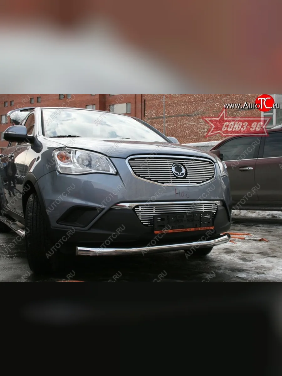 Защита переднего бампера одинарная Souz-96 (d76) SSANGYONG Actyon дорестайлинг (2010-2013)  с доставкой в г. Керчь