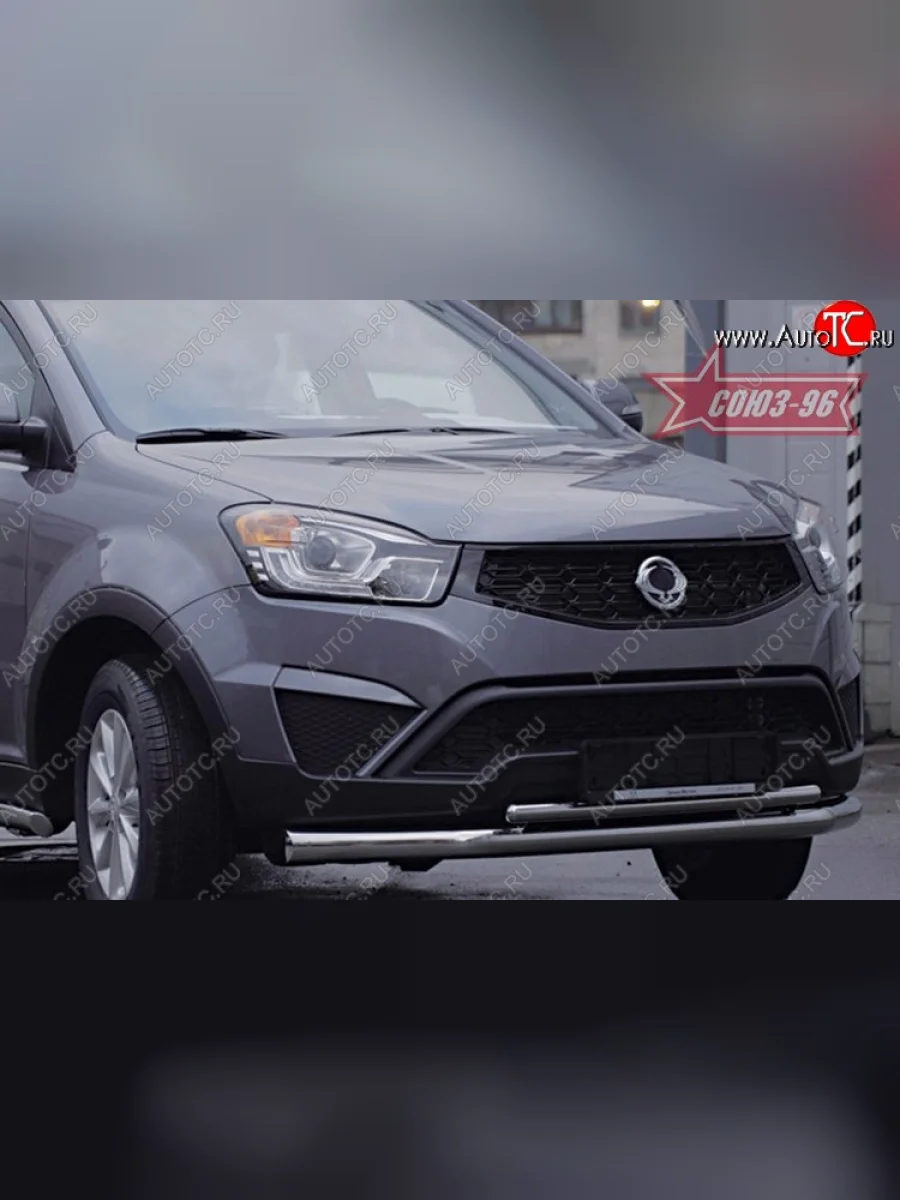 Защита переднего бампера двойная Souz-96 (d76/42) SSANGYONG Actyon рестайлинг (2013-2021)  с доставкой в г. Керчь