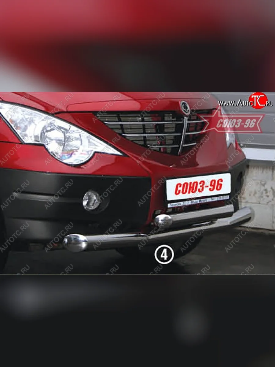 Защита переднего бампера двойная Souz-96 (d76/60) SSANGYONG Actyon Sport (2006-2011)  в Керчи Республика Крым