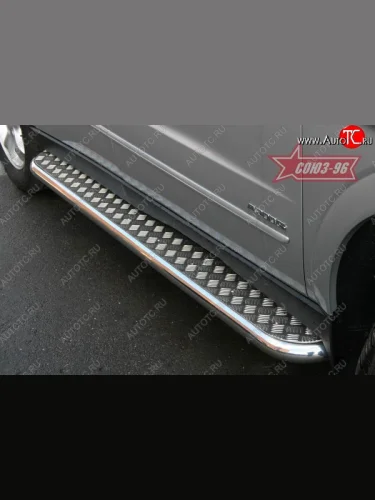 Защита порогов с листом Souz-96 (d60). SSANGYONG Actyon Sport (2006-2011)