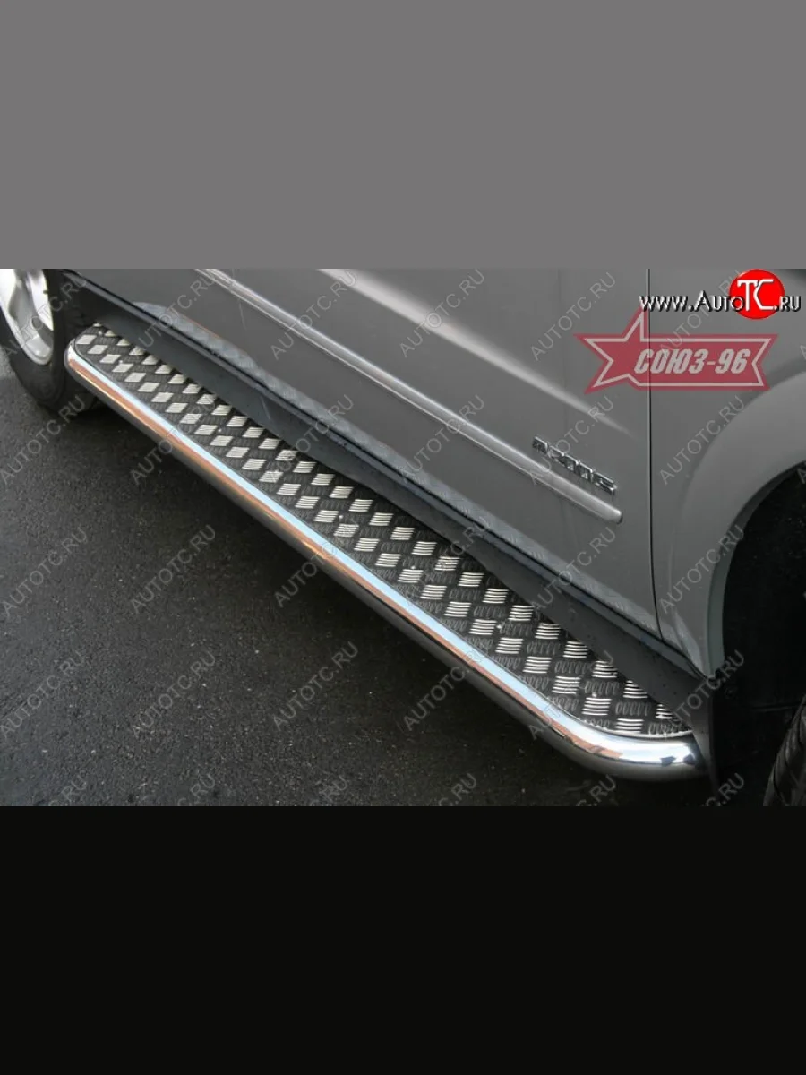 Защита порогов с листом Souz-96 (d60).  SSANGYONG Actyon Sport (2006-2011)  в Керчи Республика Крым