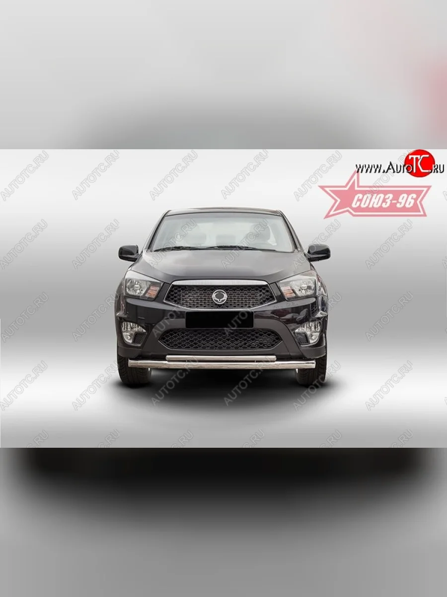 Защита переднего бампера двойная Souz-96 (d76/42) SSANGYONG Actyon Sport (2012-2025)  в Перми Пермском крае