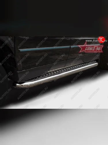 Защита порогов с листом Souz-96 (d76). SSANGYONG Actyon Sport (2012-2025)