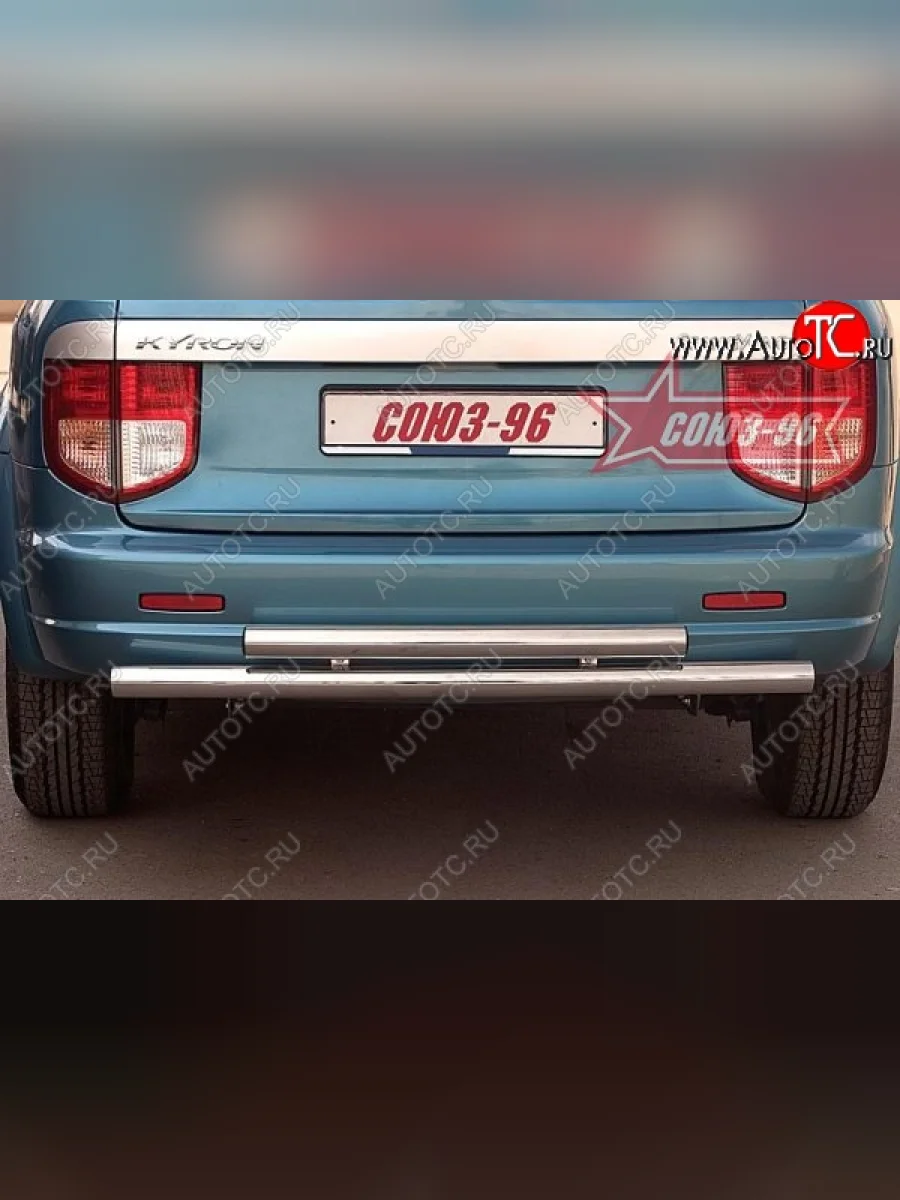 Двойная защита заднего бампера Souz-96 (d60) SSANGYONG Kyron дорестайлинг (2005-2007)  с доставкой в г. Керчь