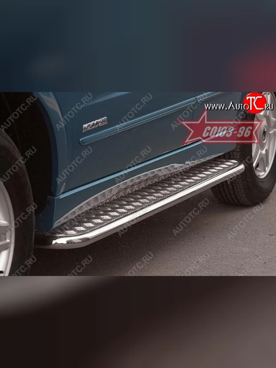 Защита порогов с листом Souz-96 (d42). SSANGYONG Kyron дорестайлинг (2005-2007)  с доставкой в г. Керчь