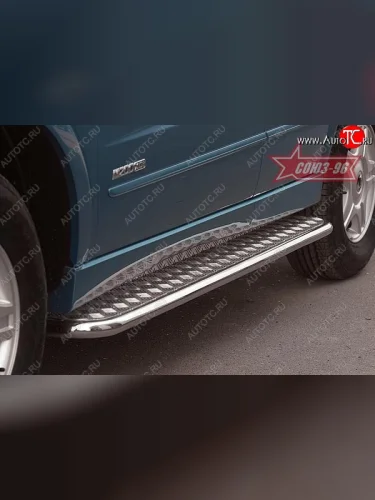 Защита порогов с листом рестайлинг Souz-96 (d42). SSANGYONG Kyron (2005-2007) дорестайлинг