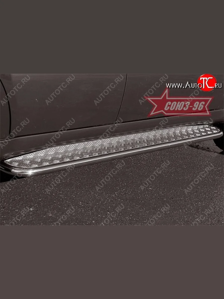 Защита порогов с листом Souz-96 (d42). SSANGYONG Rexton Y200 (2001-2006)  с доставкой в г. Пермь