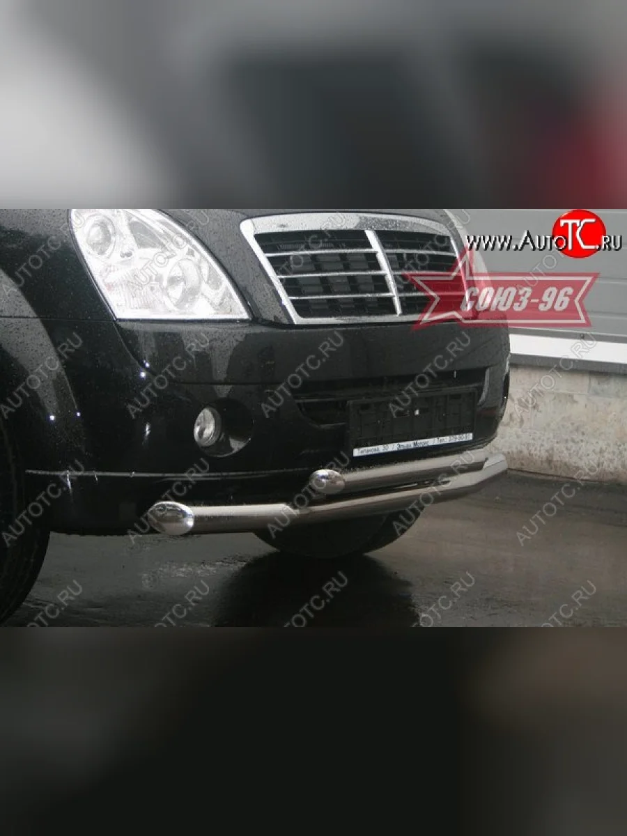 Защита переднего бампера двойная Souz-96 (d76/60)  SSANGYONG Rexton (2006-2012) Y250  в Воронеже Воронежской области