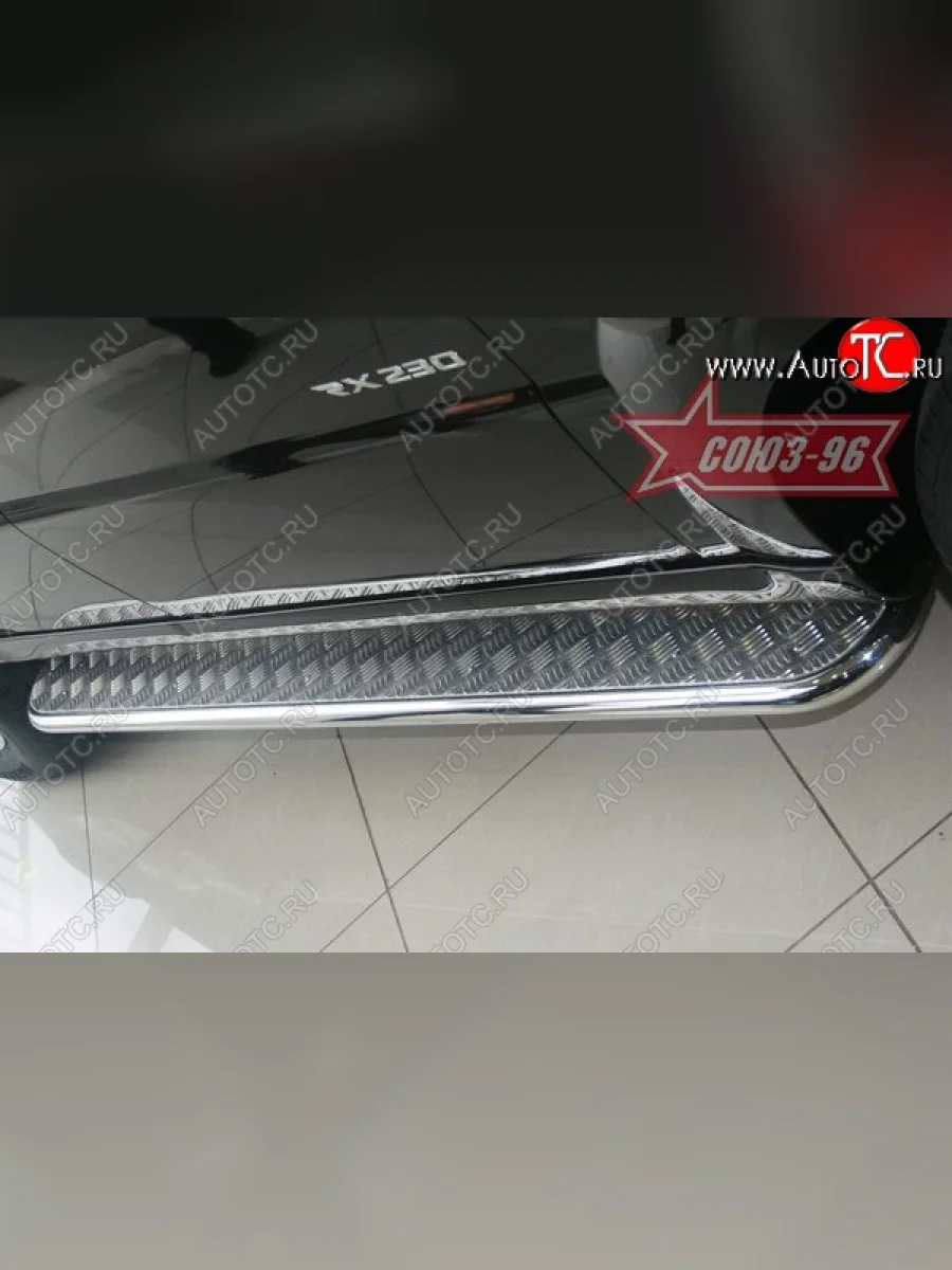 Защита порогов с листом Souz-96 (d42). SSANGYONG Rexton Y250 (2006-2012)  с доставкой в г. Пермь