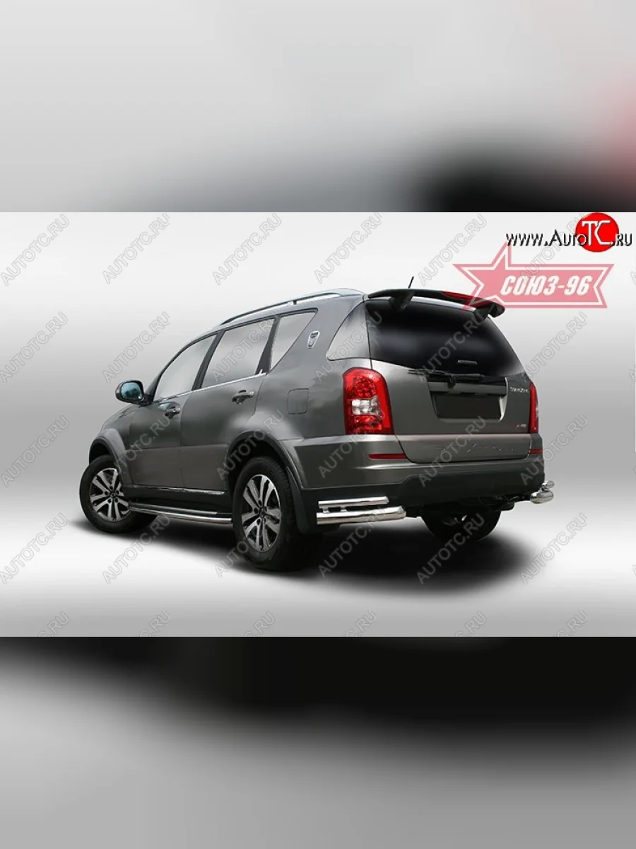 Защита заднего бампера из двойных боковых уголков Souz-96 (d76/42) SSANGYONG Rexton Y290 (2012-2017)  с доставкой в г. Пермь