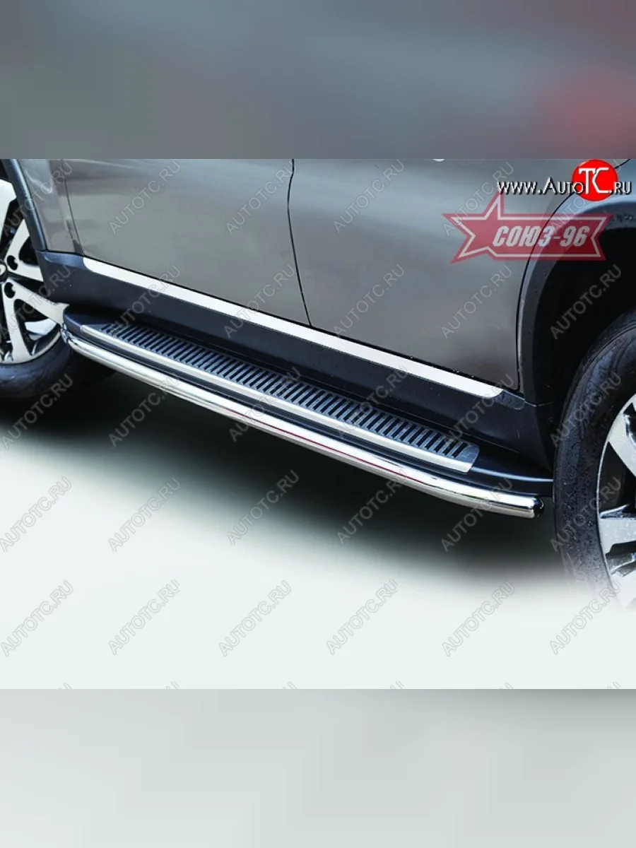 Защита штатных порогов Souz-96 (d42) SSANGYONG Rexton Y290 (2012-2017)  с доставкой в г. Пермь