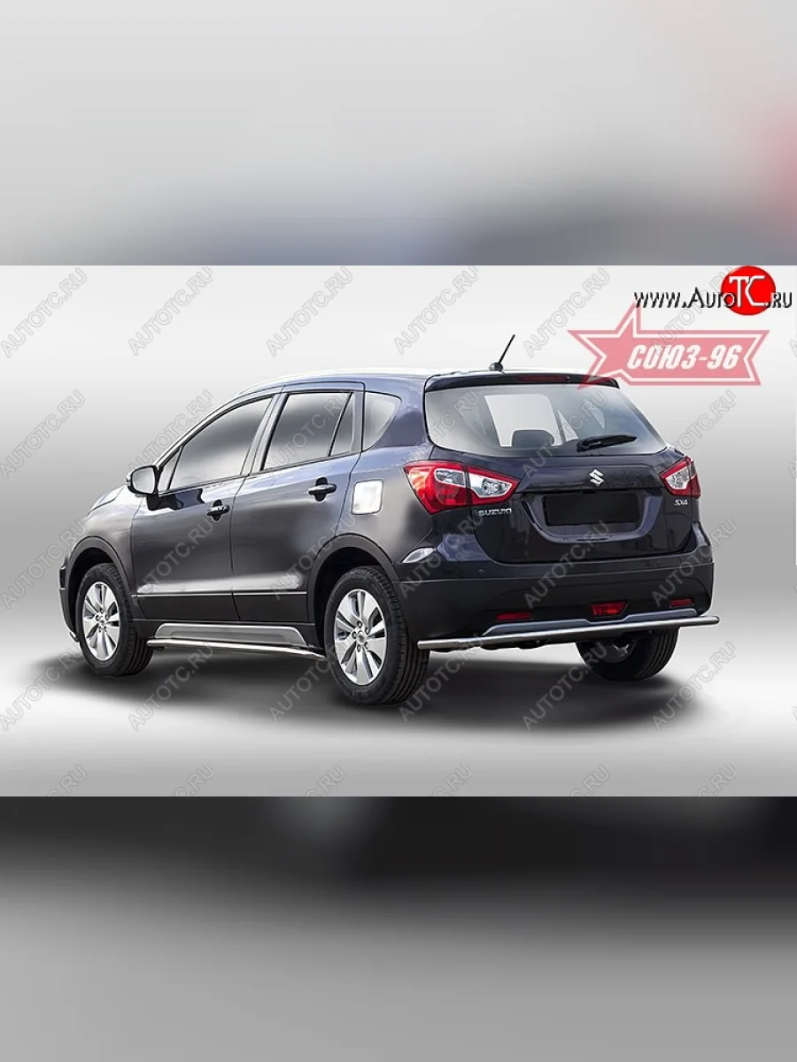 Защита заднего бампера Souz-96 (d42) Suzuki SX4 JYB, JYA хэтчбэк дорестайлинг (2013-2016)  в Перми Пермском крае