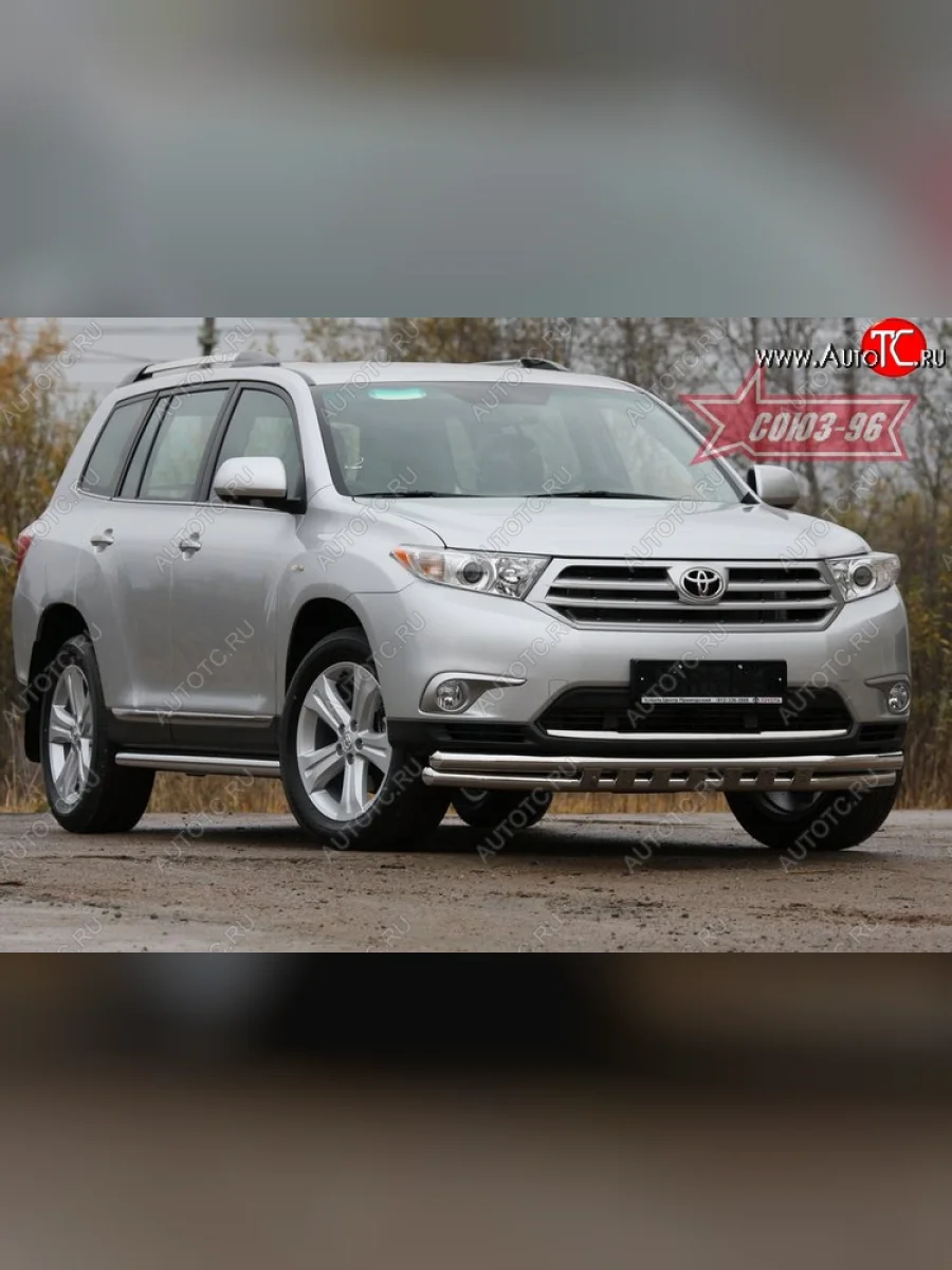 Защита переднего бампера двойная Souz-96 (d60/60)  Toyota Highlander (2010-2013) XU40  в Самаре Самарской области