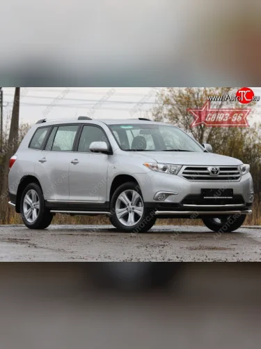 Защита переднего бампера одинарная Souz-96 (d60) Toyota Highlander  XU40 (2010-2013) рестайлинг
