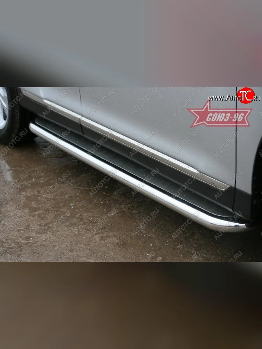 Защита порогов с листом Souz-96 (d60). Toyota Highlander XU40 рестайлинг (2010-2013)  в Перми Пермском крае