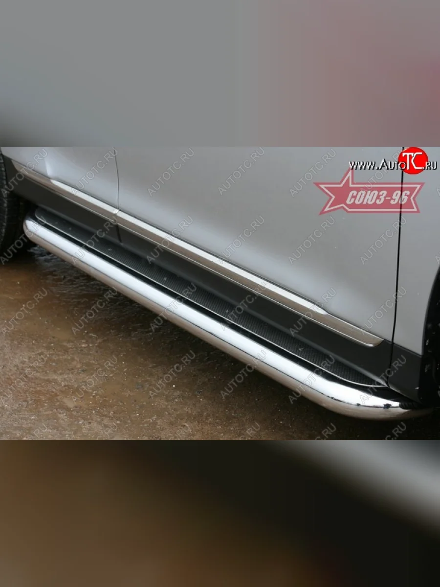 Защита порогов с листом рестайл Souz-96 (d76). Toyota Highlander XU40 рестайлинг (2010-2013)  с доставкой в г. Пермь