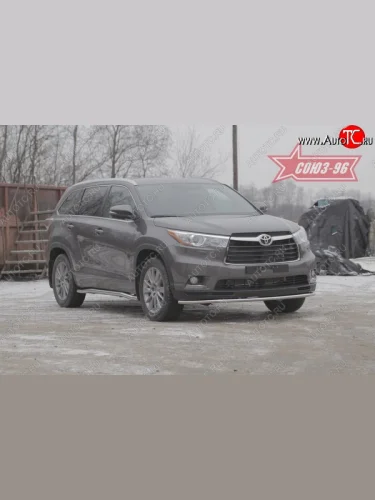 Защита переднего бампера одинарная Souz-96 (d42) Toyota Highlander  XU50 (2013-2017) дорестайлинг