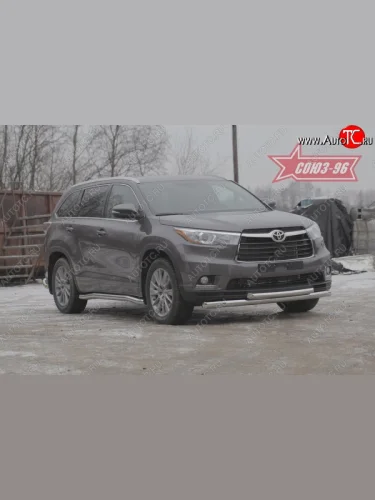 Защита переднего бампера двойная Souz-96 (d76/60) Toyota Highlander  XU50 (2013-2017) дорестайлинг