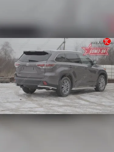 Защита заднего бампера из боковых уголков Souz-96 (d42) Toyota Highlander XU50 дорестайлинг (2013-2017)