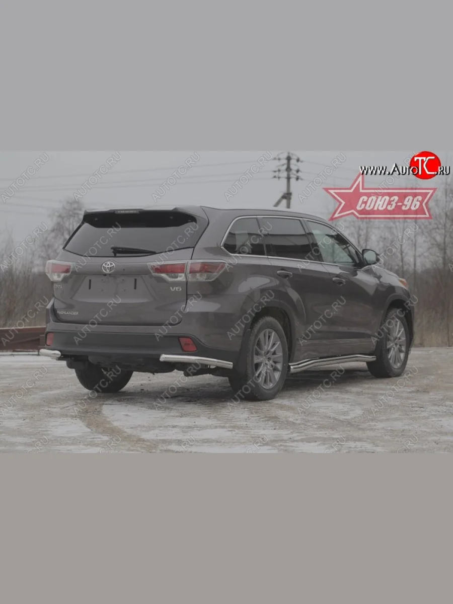 Защита заднего бампера из боковых уголков Souz-96 (d60)  Toyota Highlander (2013-2017) XU50  в Самаре Самарской области